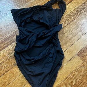 Agua Bendita Black One shoulder Cut out one piece - M